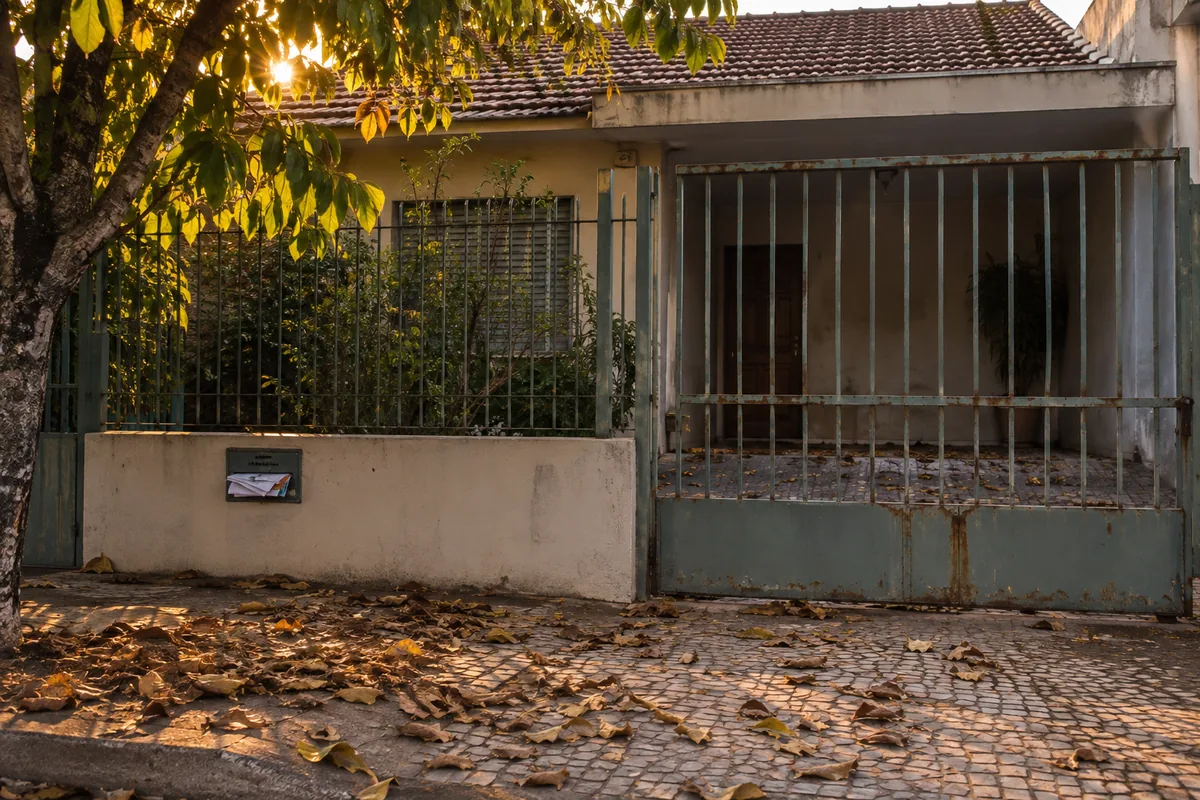 Casa fechada há algum tempo apresenta sinais de ausência e falta de manutenção