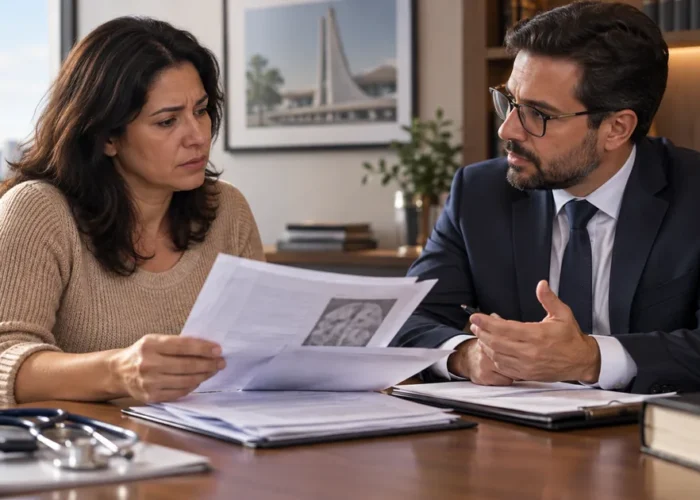 Paciente analisa com advogado os efeitos de uma negativa do plano