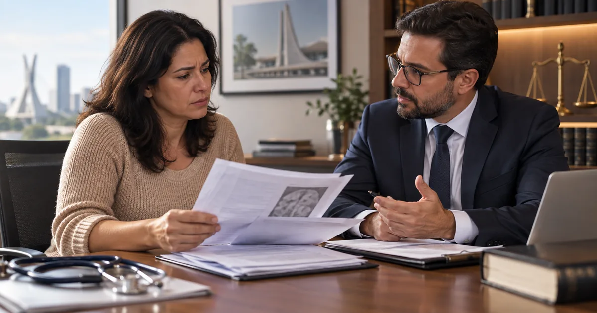 Paciente analisa com advogado os efeitos de uma negativa do plano
