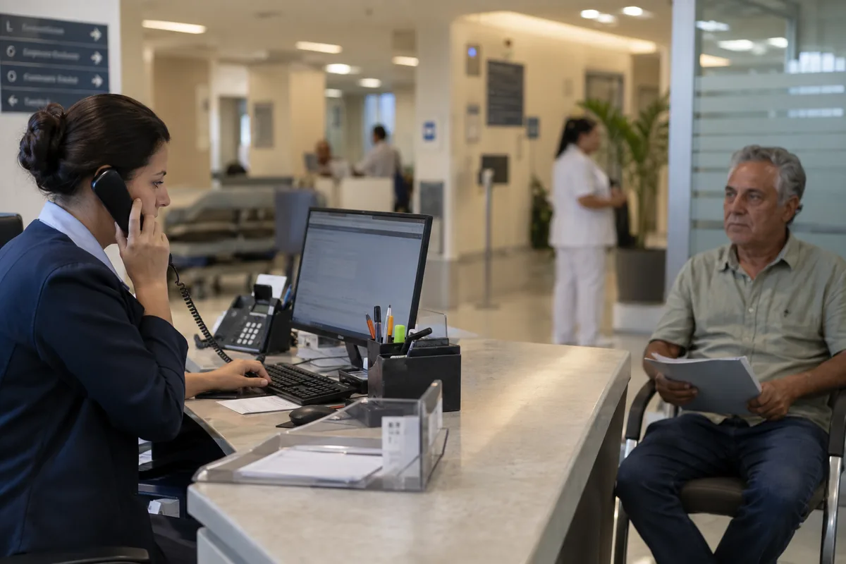Profissional do hospital solicita autorização de internação ao plano de saúde