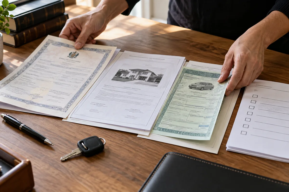 Certidões e documentos de bens separados para o inventário