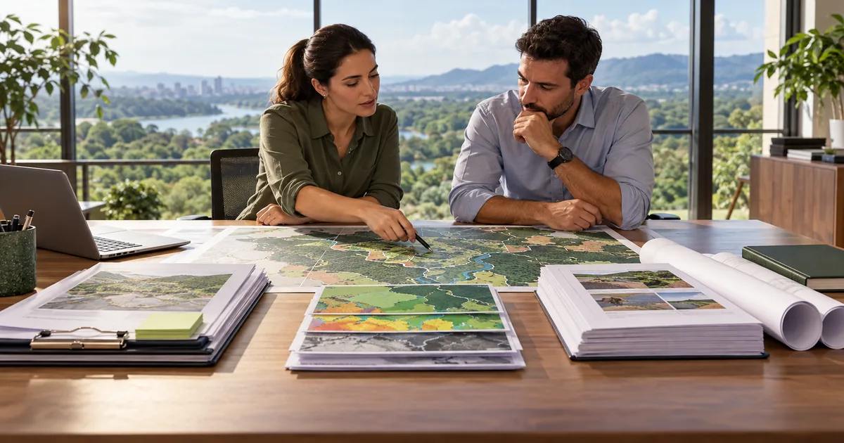 Consultora e gestor analisam área e documentos para obter licenciamento ambiental