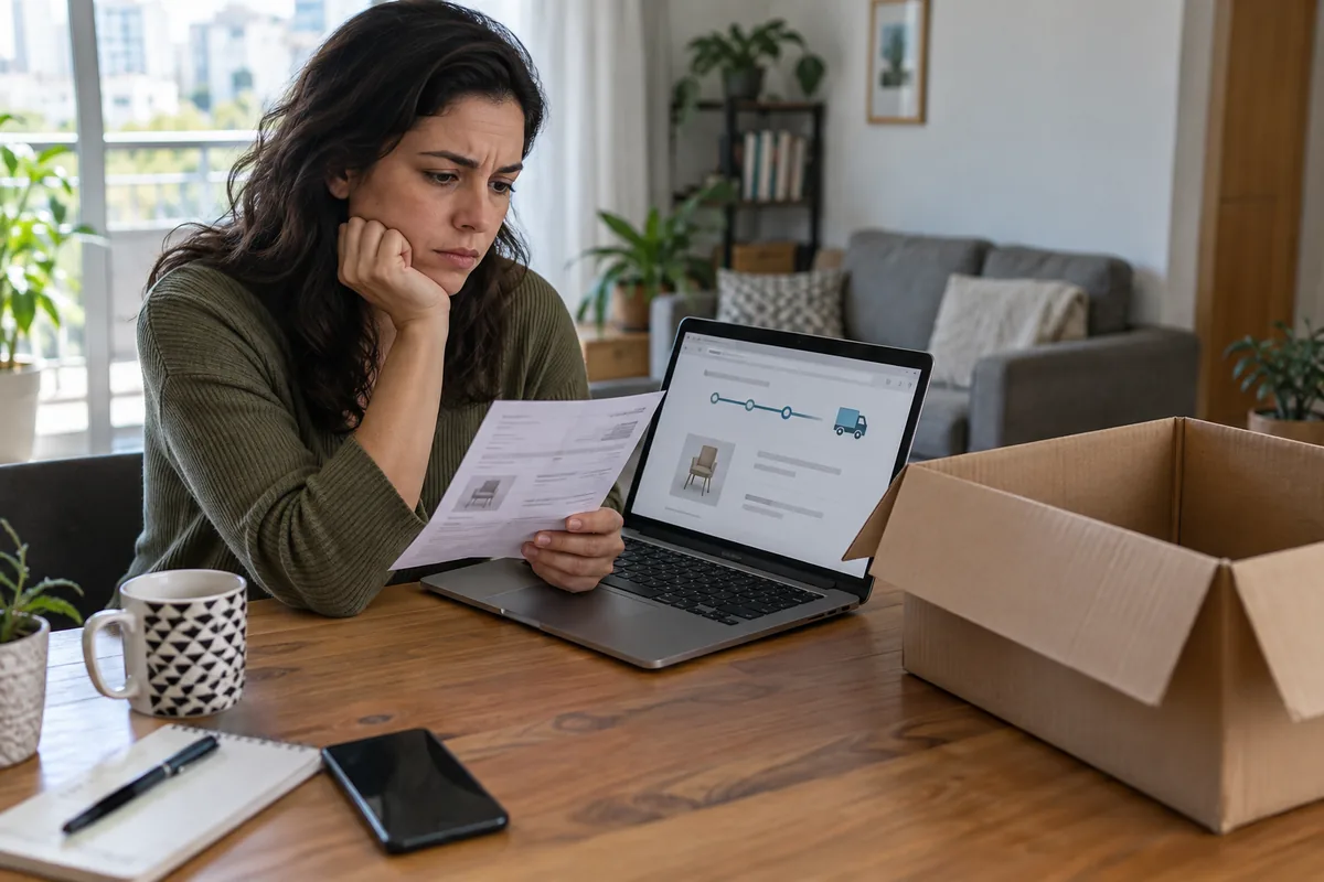 Consumidora confere atraso de pedido feito em loja online
