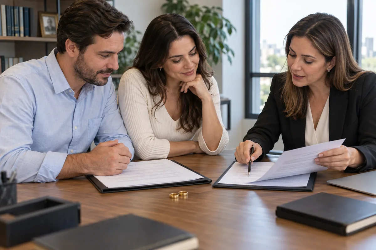 Casal consulta advogada sobre mudança do regime de bens do casamento
