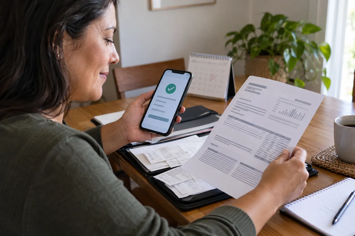 Consumidora confere pagamento e relatório de crédito após quitar dívida