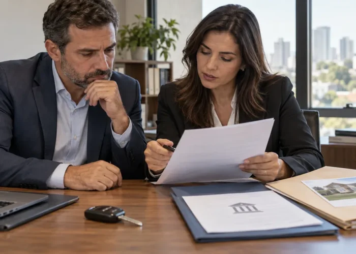 Empresário e advogada revisam bens e documentos após penhora fiscal
