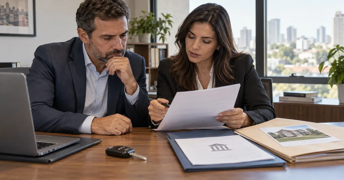 Empresário e advogada revisam bens e documentos após penhora fiscal