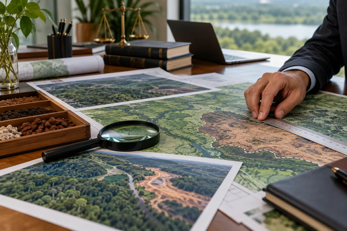 Análise técnica de mapas e imagens para delimitar dano ambiental