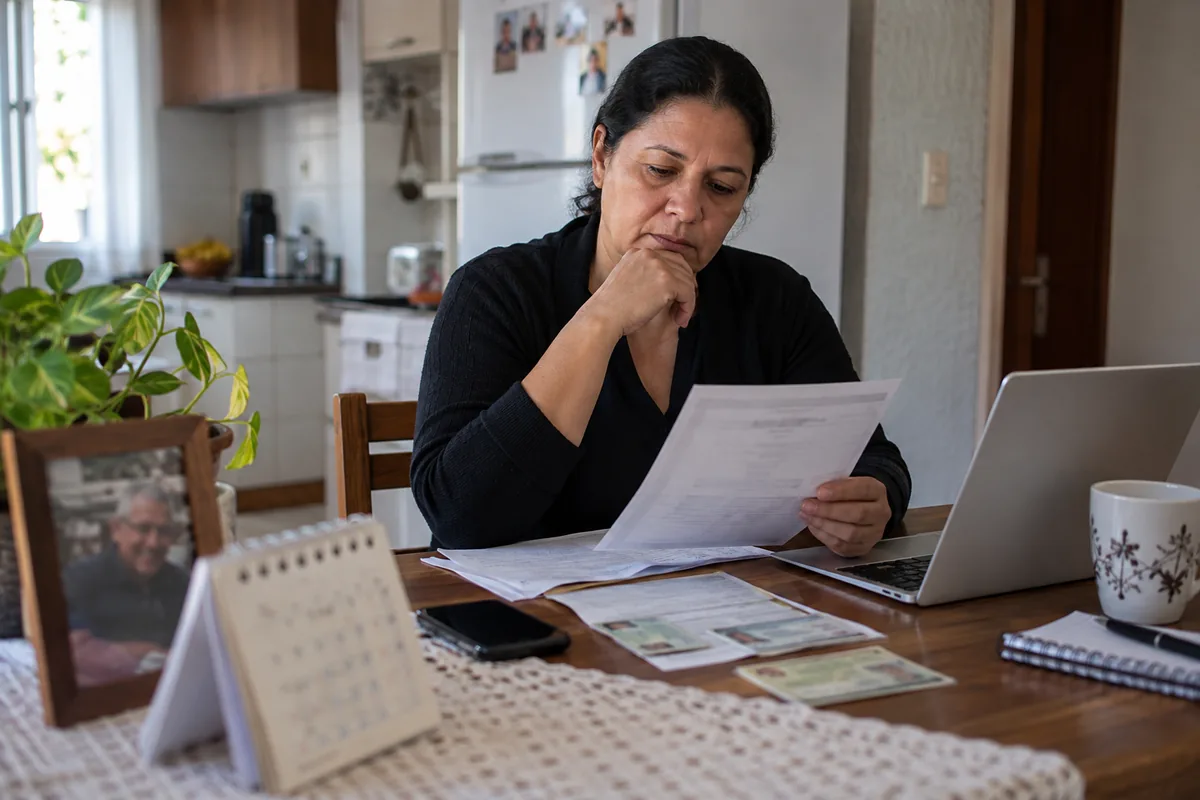 Mulher organiza documentos para requerer pensão por morte no prazo