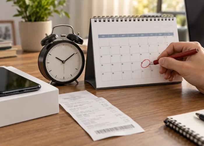 Calendário e relógio representam o prazo para reclamar de problema de consumo