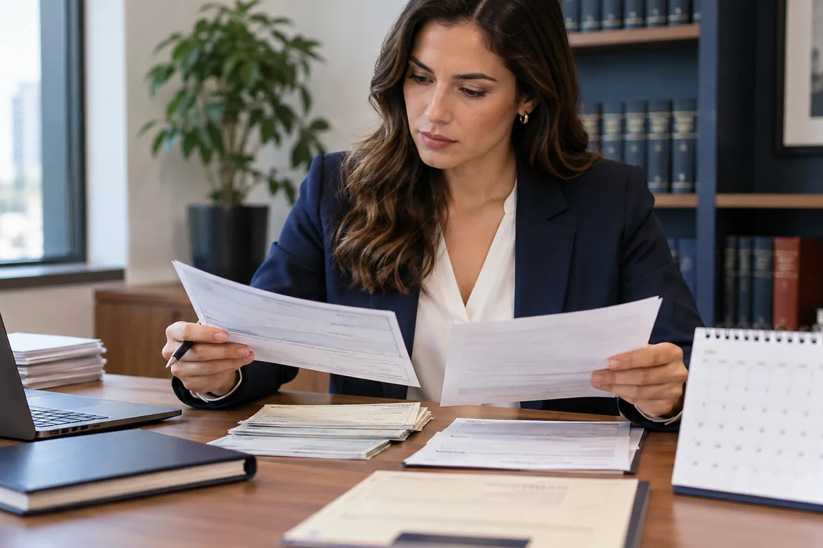 Advogada analisa títulos de crédito e datas de vencimento