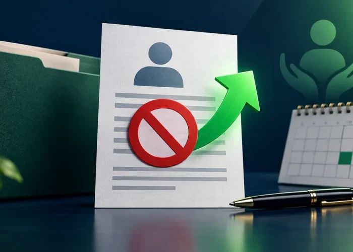 Documento bloqueado e seta verde simbolizam recuperação do BPC cessado