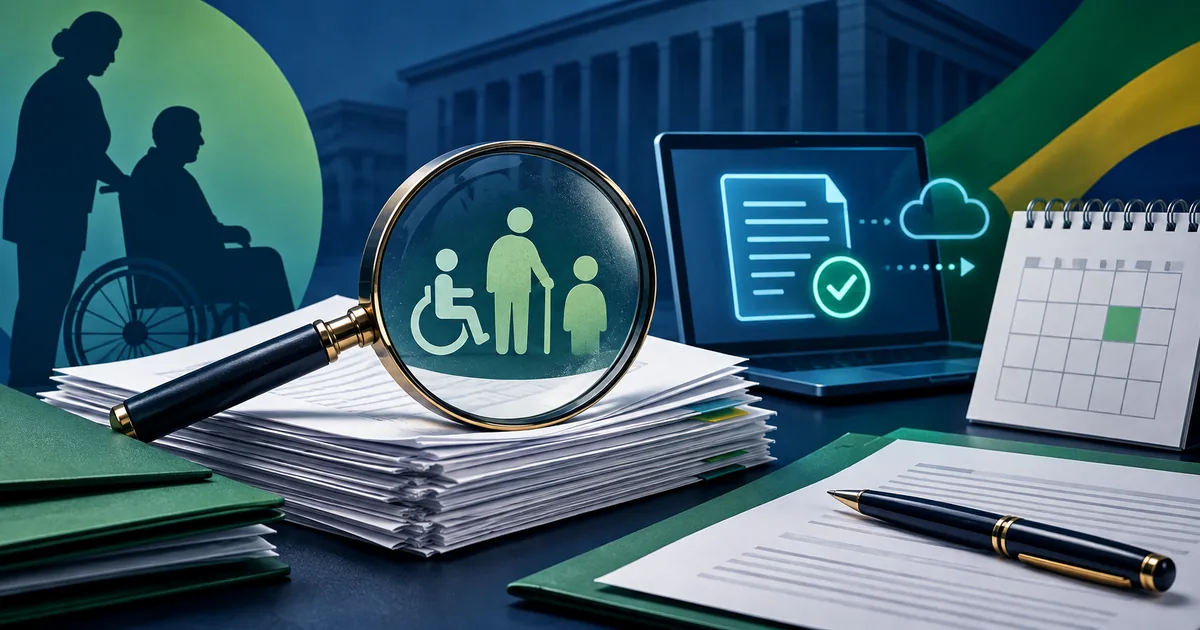 Lupa, documentos e protocolo digital representam pedido de revisão do BPC