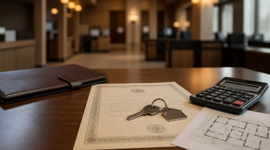 Documentos, chave e calculadora representam custo de inventário em cartório
