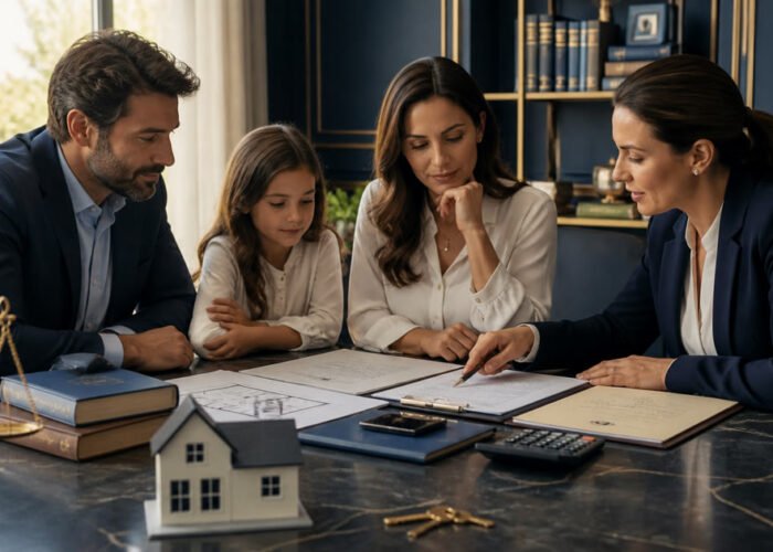Família e advogada planejam os custos de um inventário