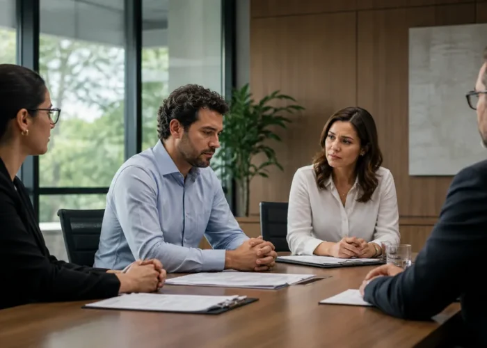 Reunião formal sobre responsabilização por assédio sexual no trabalho