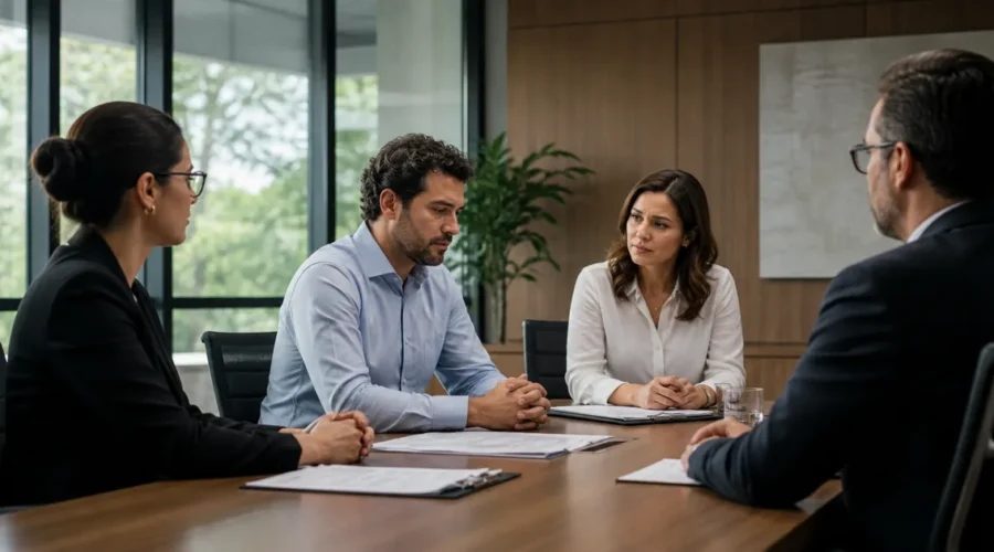 Reunião formal sobre responsabilização por assédio sexual no trabalho