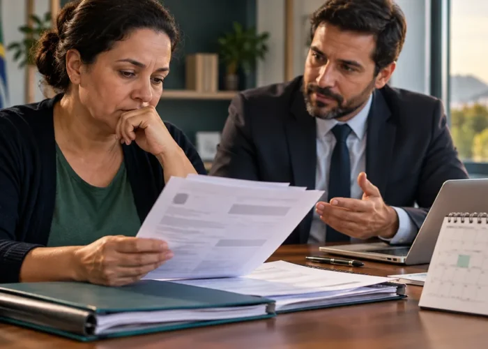 Segurada analisa documentos para revisar auxílio-doença