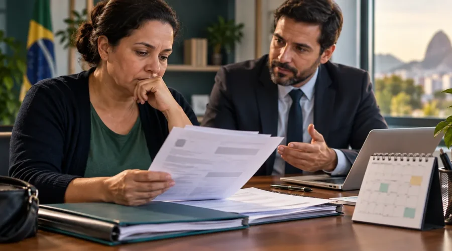 Segurada analisa documentos para revisar auxílio-doença
