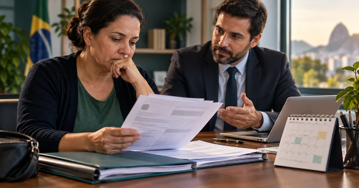 Segurada analisa documentos para revisar auxílio-doença