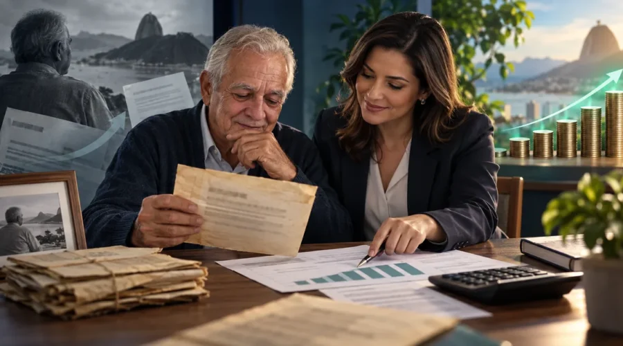 Aposentado analisa revisão do teto com advogada
