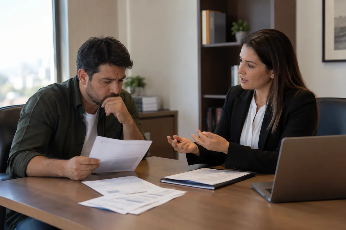 Advogada civil explica ao cliente quando uma dívida pode ou não levar à prisão