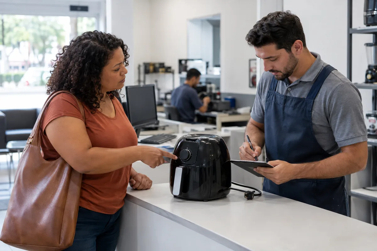 Consumidora apresenta produto com defeito em assistência técnica