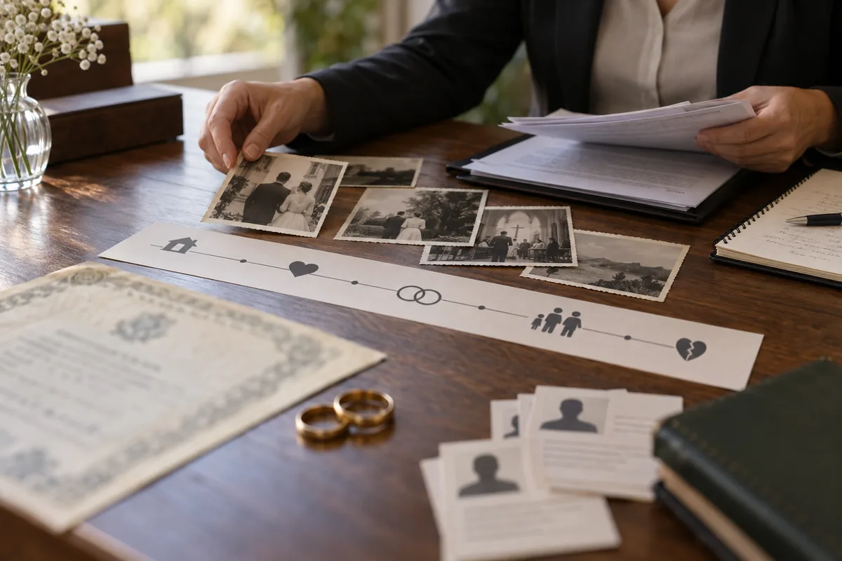 Linha do tempo e documentos para processo de nulidade matrimonial