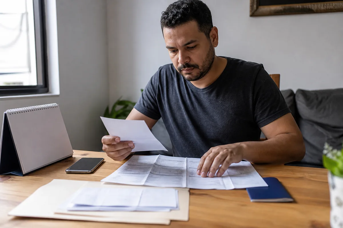 Trabalhador organiza documentos que podem comprovar faltas do empregador