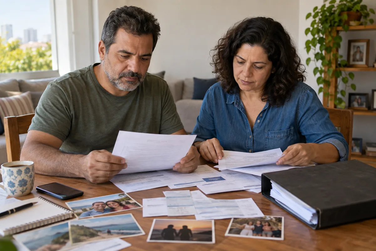 Casal organiza documentos e fotografias que comprovam união estável