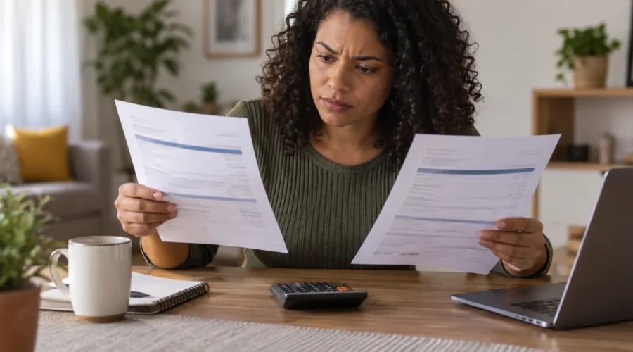 Consumidora confere aumento entre duas mensalidades do plano de saúde