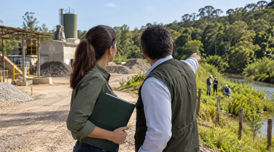 Gestora e consultor observam local de fiscalização ambiental