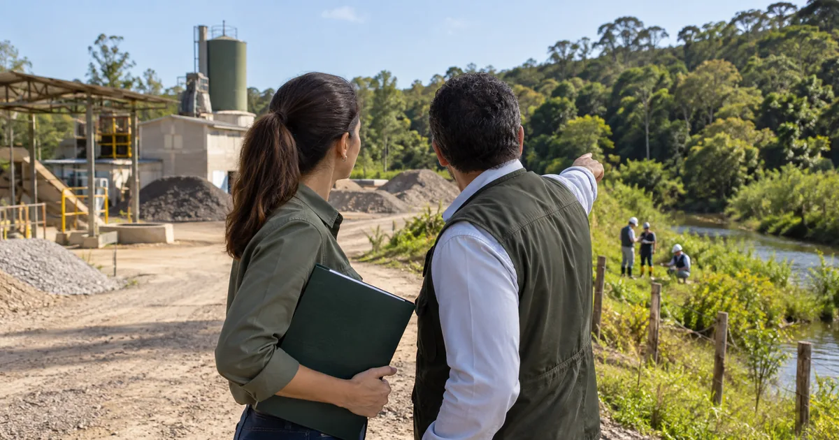 Gestora e consultor observam local de fiscalização ambiental