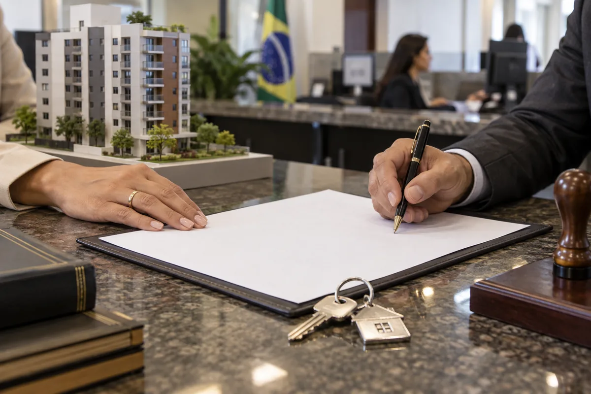 Assinatura de documento para registro da propriedade de imóvel