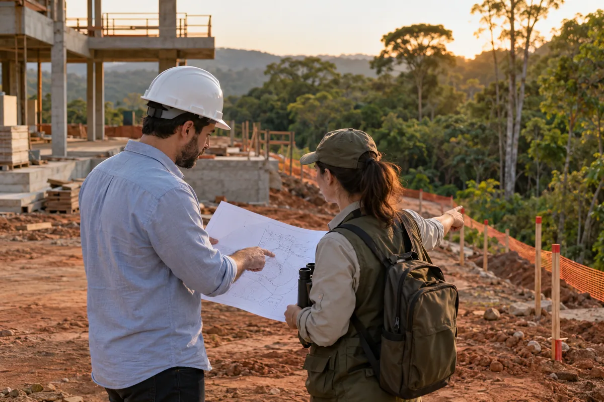 Arquiteto e bióloga conferem limites de obra próxima a área verde