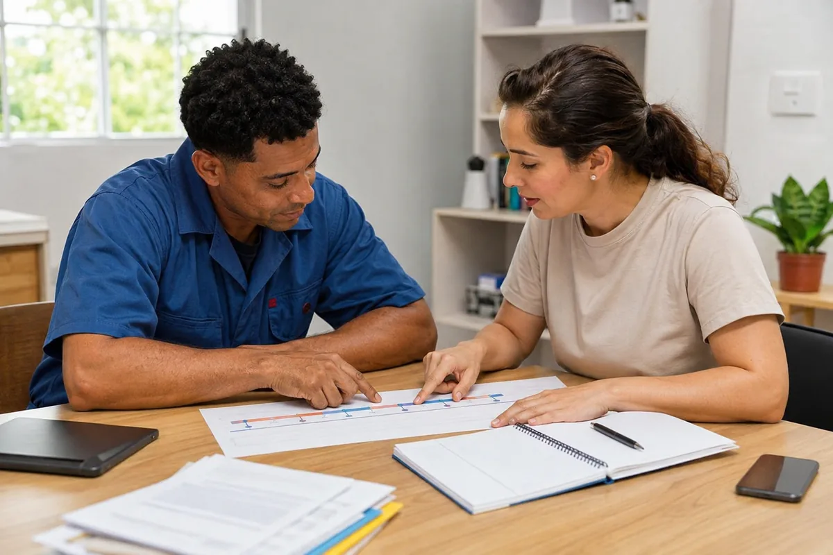 Empregadora e trabalhador conferem a linha do tempo do contrato