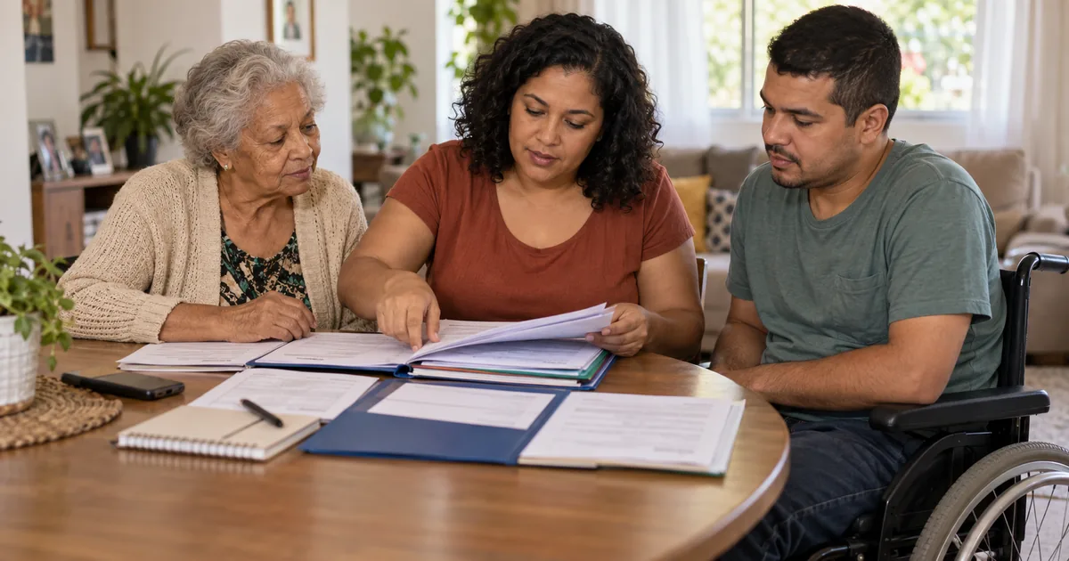 Família confere documentos necessários para receber o BPC LOAS