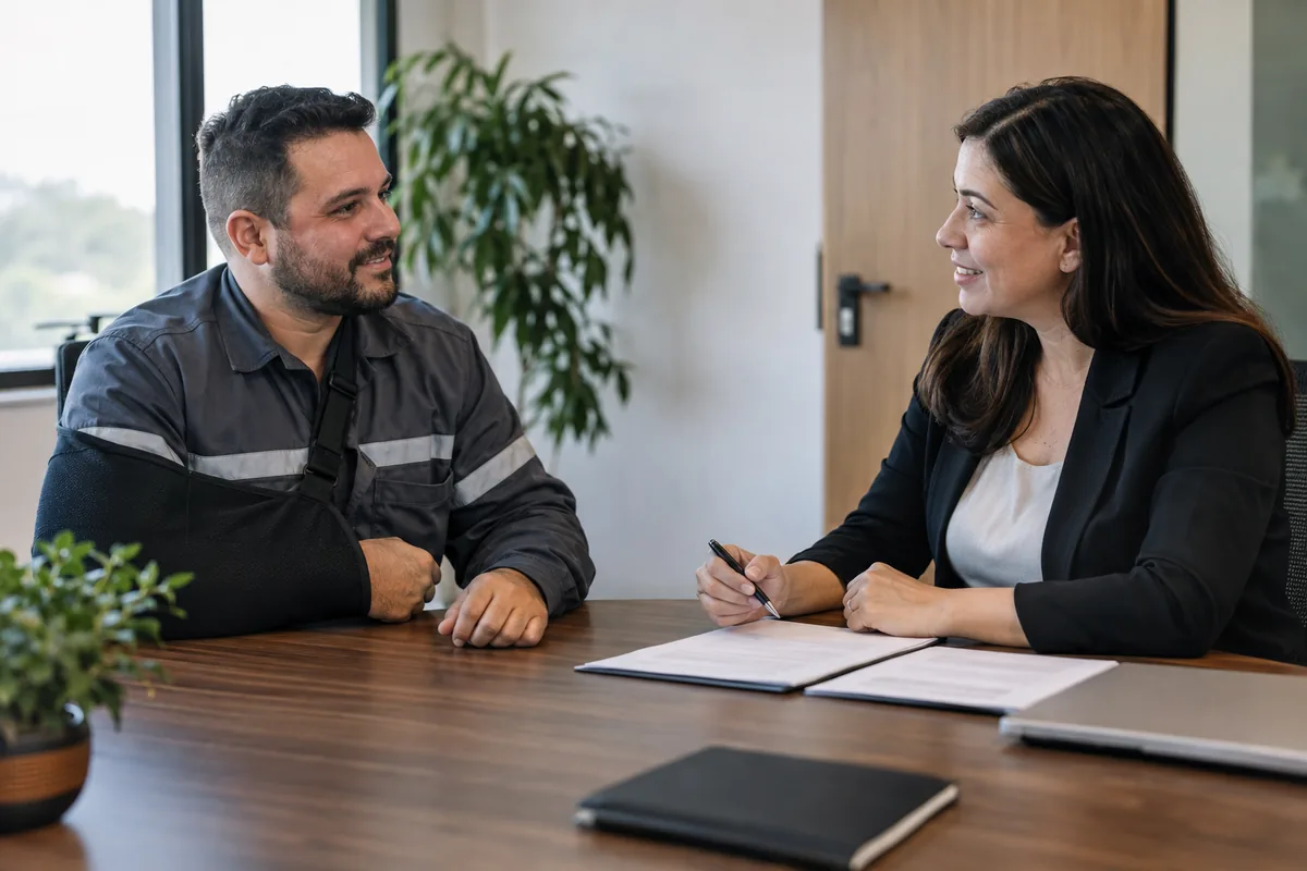 Trabalhador conversa sobre retorno ao emprego após acidente