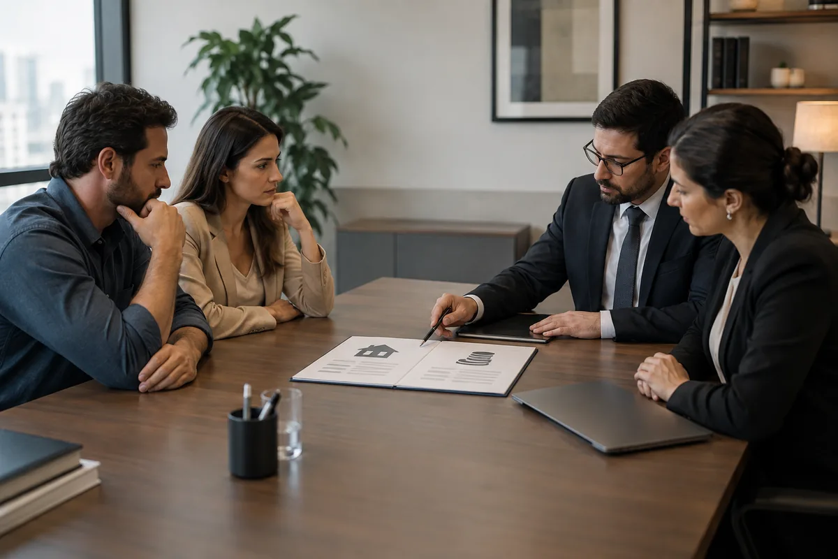 Cônjuges e advogados analisam temas de um divórcio litigioso