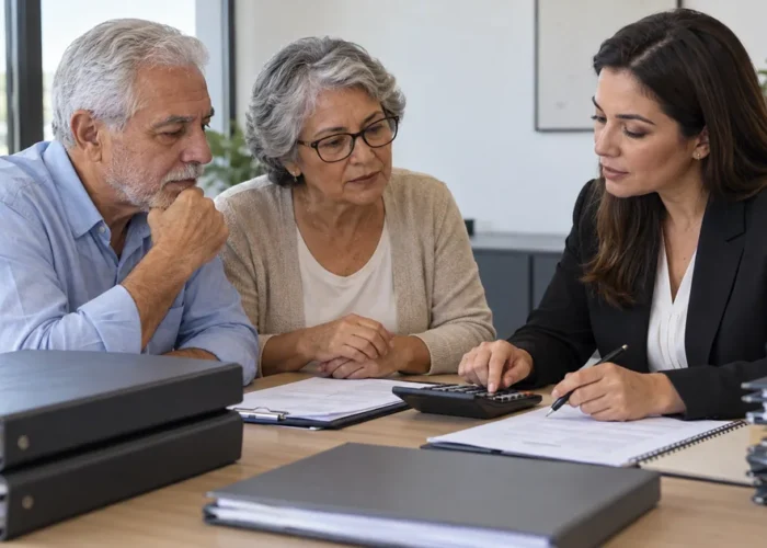 Casal analisa aposentadoria com profissional previdenciária
