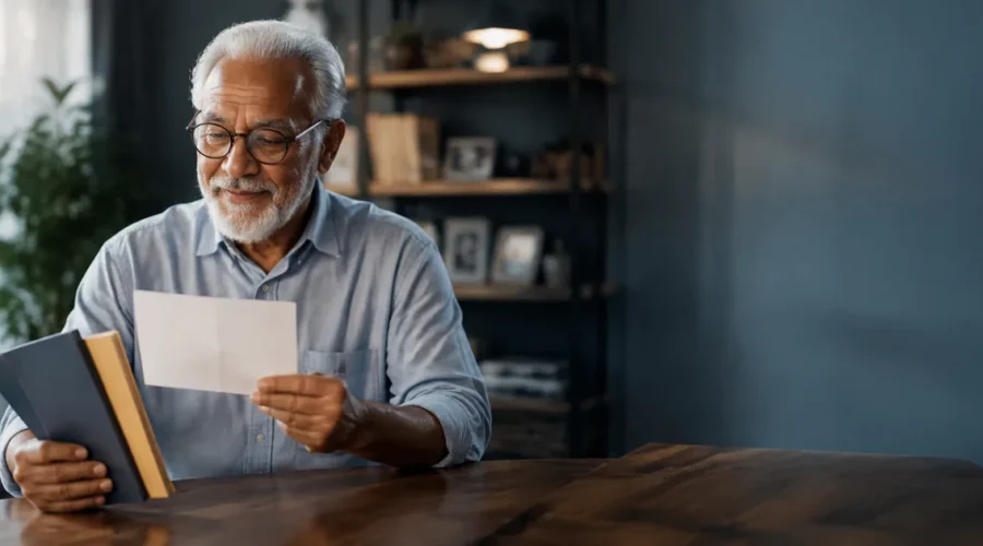 Aposentado confere documentos para pedir revisão da aposentadoria