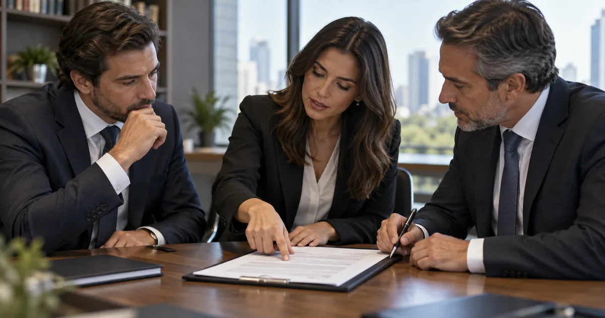Advogada aponta cláusula durante revisão de contrato empresarial