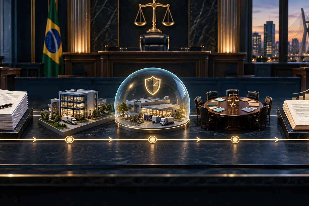 Etapas do pedido, proteção, negociação e aprovação da recuperação judicial