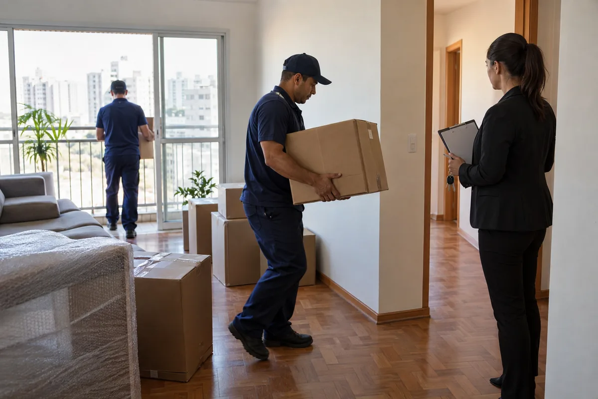 Equipe retira bens de apartamento com acompanhamento profissional