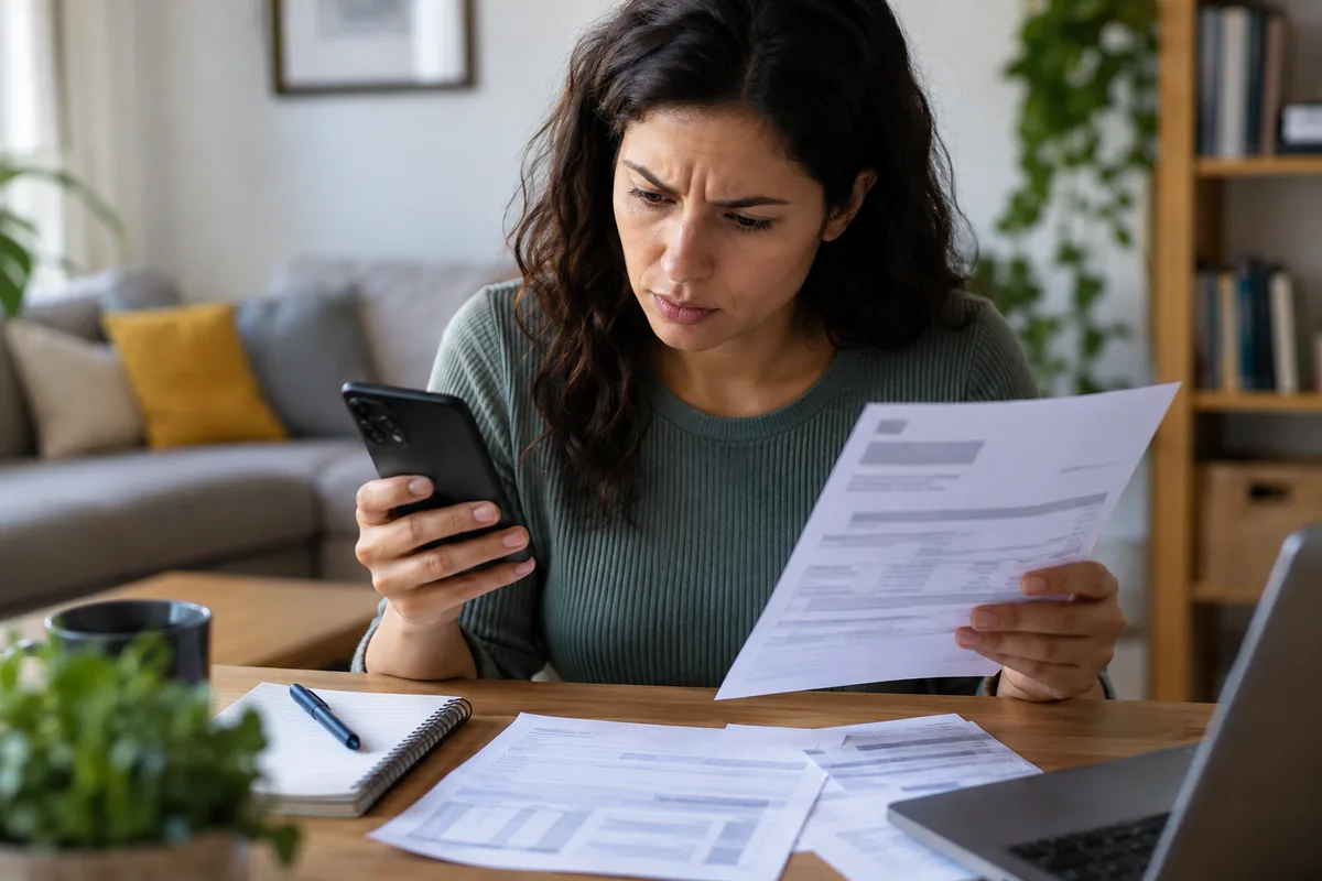 Consumidora confere no celular cobrança de serviço desconhecido