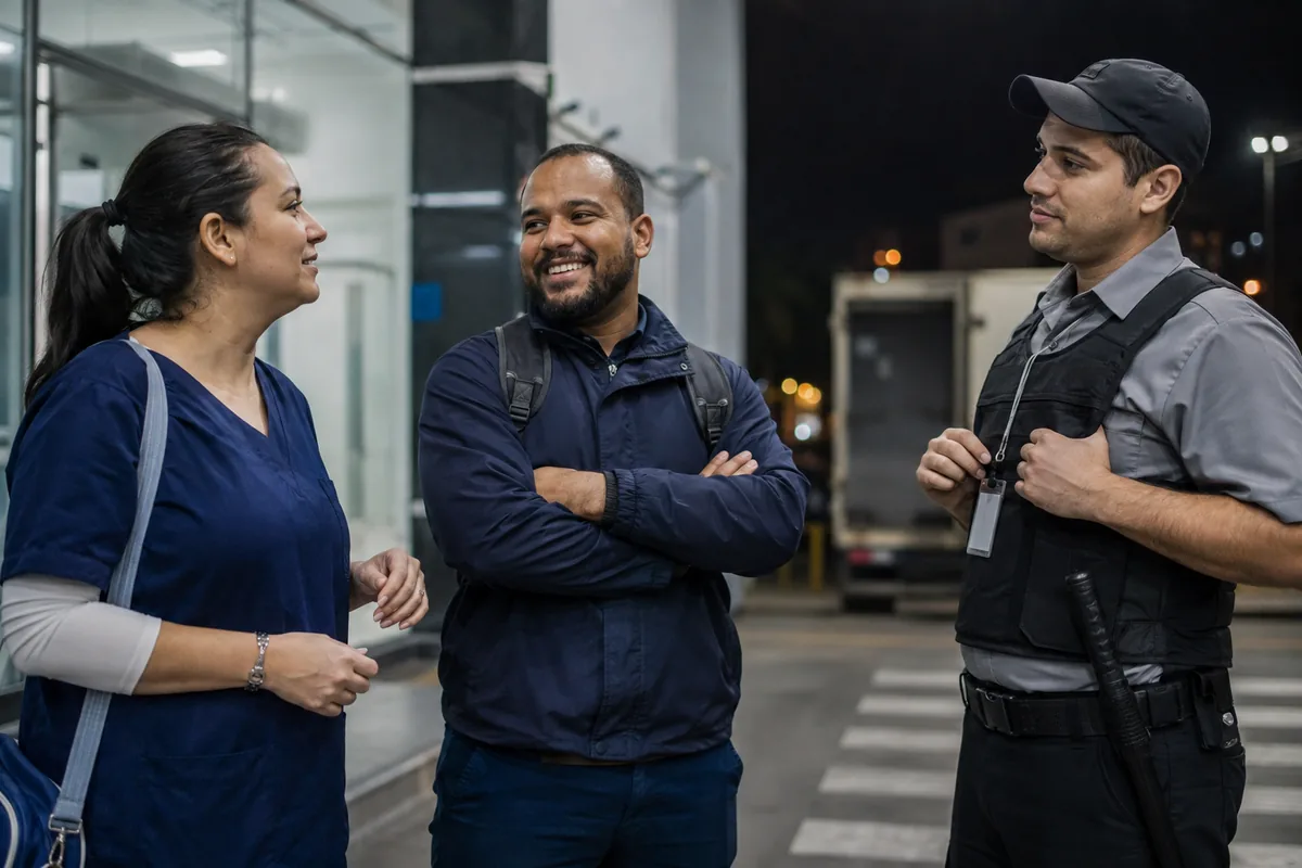 Profissionais de diferentes áreas reunidos durante turno noturno