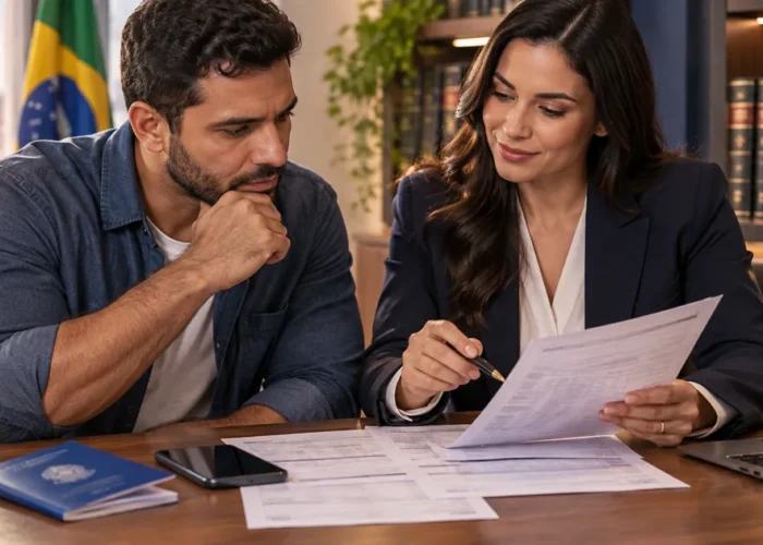 Trabalhador e advogada analisam provas de salário não pago