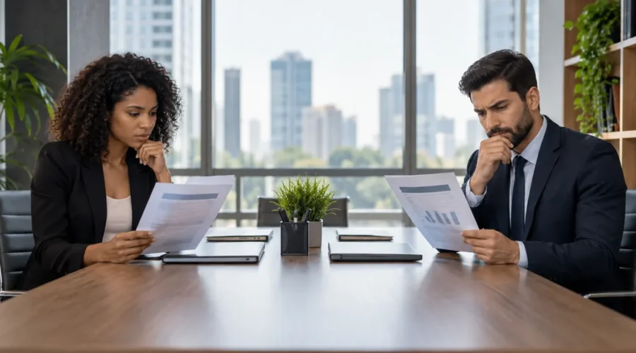 Profissionais analisam demonstrativos em situação de salário diferente