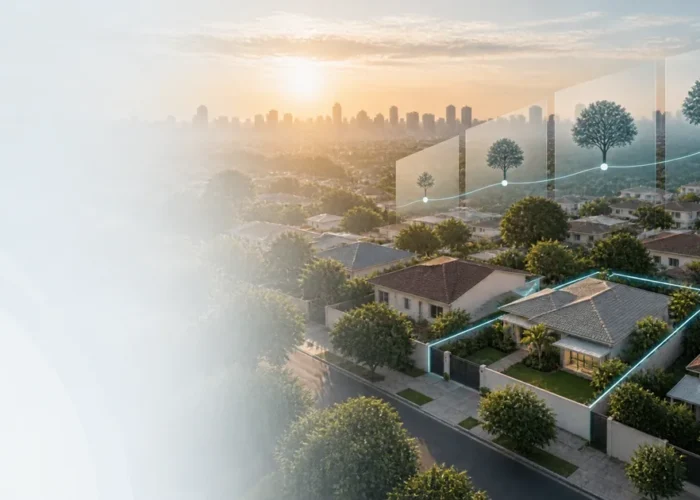 Imóvel residencial destacado em composição sobre os diferentes prazos da usucapião
