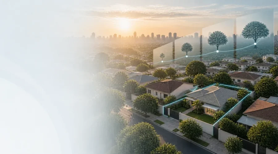 Imóvel residencial destacado em composição sobre os diferentes prazos da usucapião